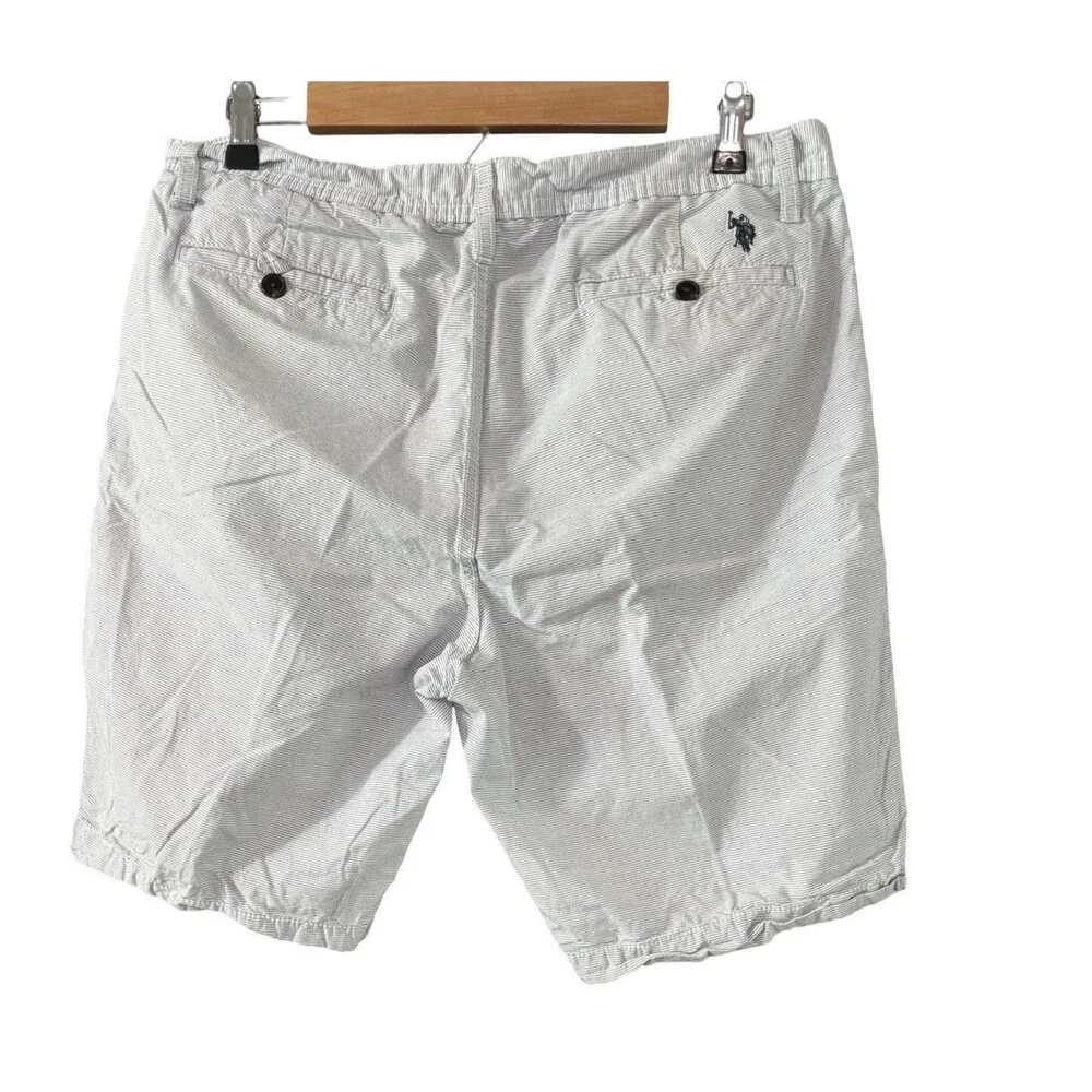 Polo Blue White Striped Embroidered Logo Cotton Shorts Men’s Size 36 Shorts